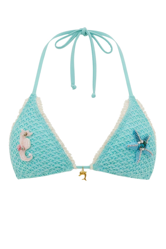 Palm Tie Back Triangle Bikini Top