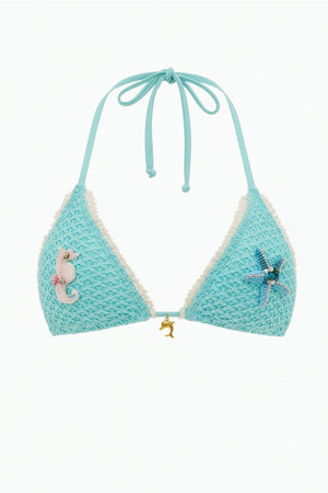 Palm Tie Back Triangle Bikini Top