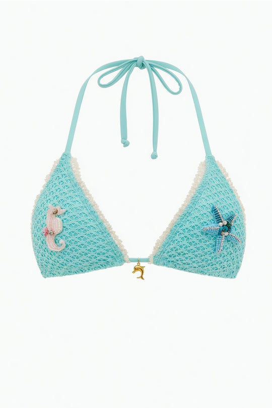 Palm Tie Back Triangle Bikini Top