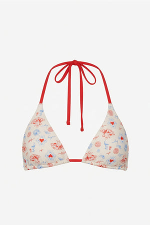 Palm Tie Back Triangle Bikini Top