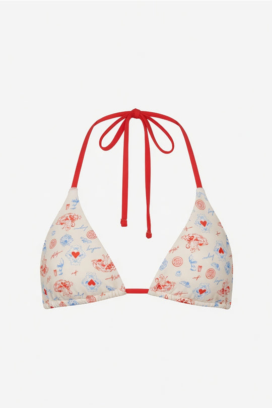 Palm Tie Back Triangle Bikini Top