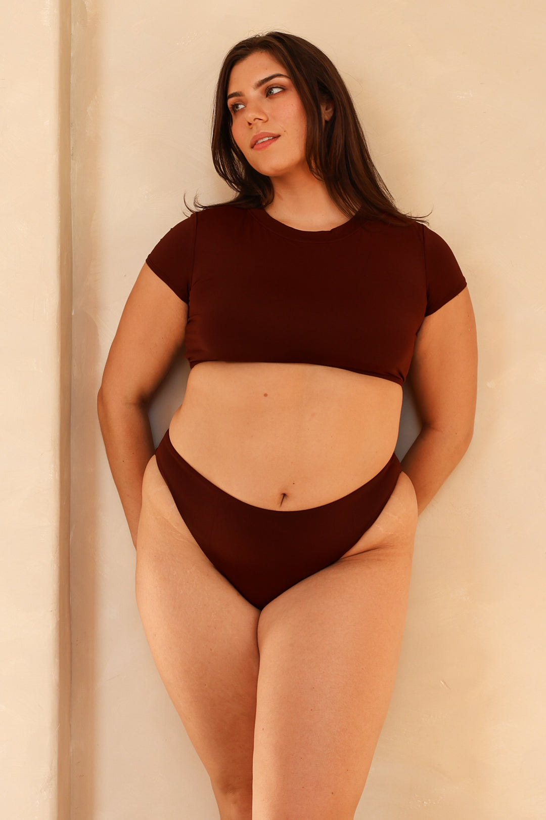 Mocha Crop Top Cheeky Set