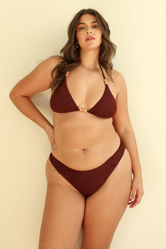 Mocha Crinkle Triangle Cheeky Set
