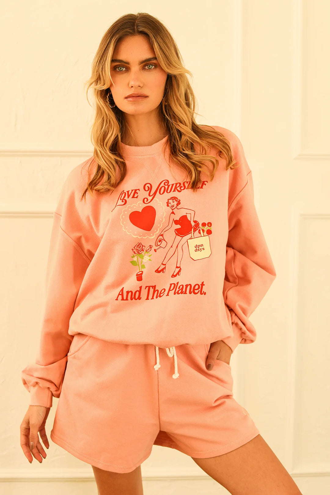 D7143JTROD-PSND love yourself crewneck pink sands 1 dippin' daisy's