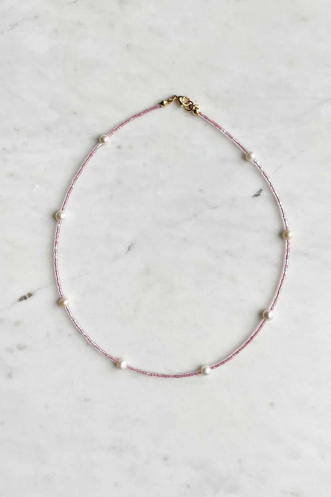DDBJSBPN-PNK dainty beaded necklace pink 2 dippin' daisy's