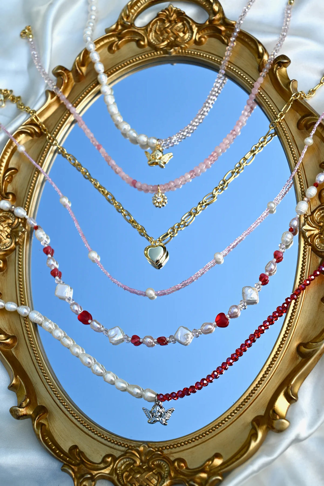 DDBJSBPN-PNK dainty beaded necklace pink 4 dippin' daisy's