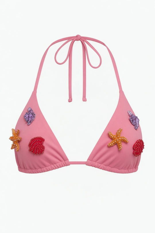Palm Tie Back Triangle Bikini Top