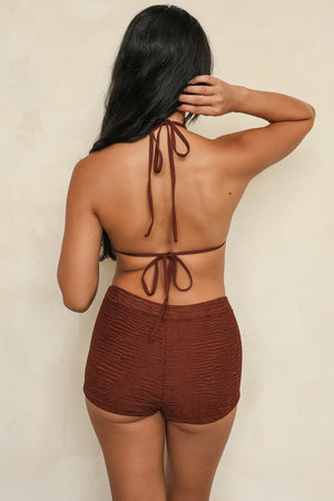 Mocha Crinkle Triangle Farrah Short Full Set